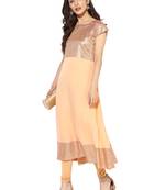 Peach plain Crepe stitched kurti