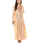 Peach plain Crepe stitched kurti