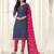 Navy blue plain cotton salwar with dupatta