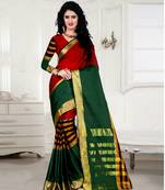 Maroon & green cotton silk saree with blouse