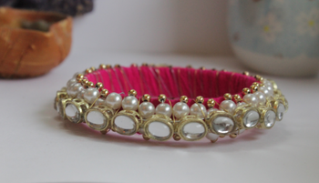 Pink Kundan Chunky Bangle 1