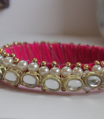 Pink Kundan Chunky Bangle