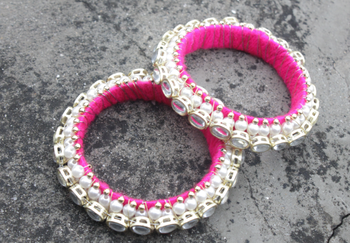 Pink Kundan Chunky Bangle 2