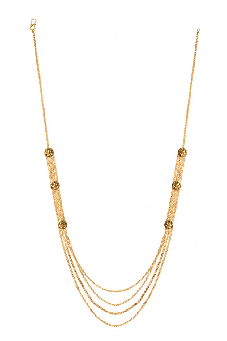 M4u Fashion Four Line Antique Golden Chain Long Necklace