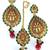 Polki ear ring and maang tika set.
