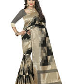 Black printed kanchipuram silk saree with blouse