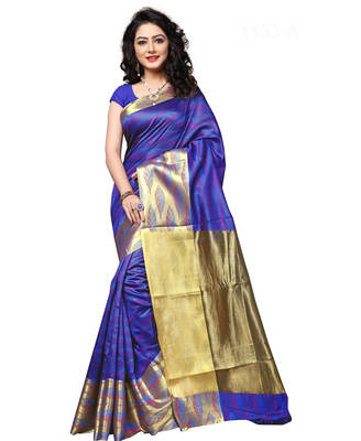 Multicolor hand woven art silk saree with blouse 1