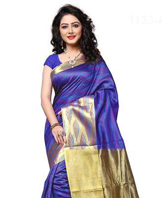 Multicolor hand woven art silk saree with blouse 2