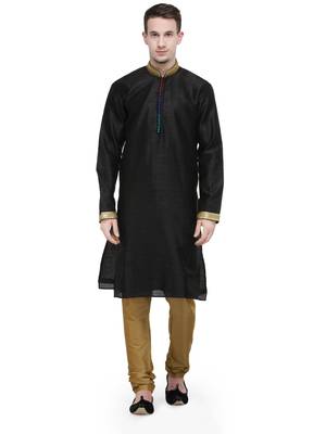 black plain art_silk kurta_pyjama 1