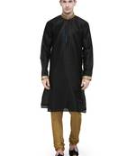 black plain art_silk kurta_pyjama