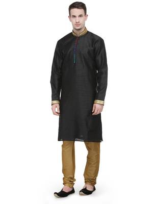 black plain art_silk kurta_pyjama 2