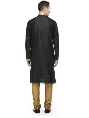 black plain art_silk kurta_pyjama 3