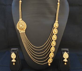 Multilayer Gold Tone Leaf Pattern Necklace set 1