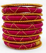 handmade PINK Silk thread bangle  (13 PCS)