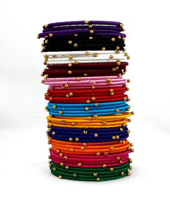 Stylish and Elegant Multicolor Silk thread bangle  (48 PCS) 1