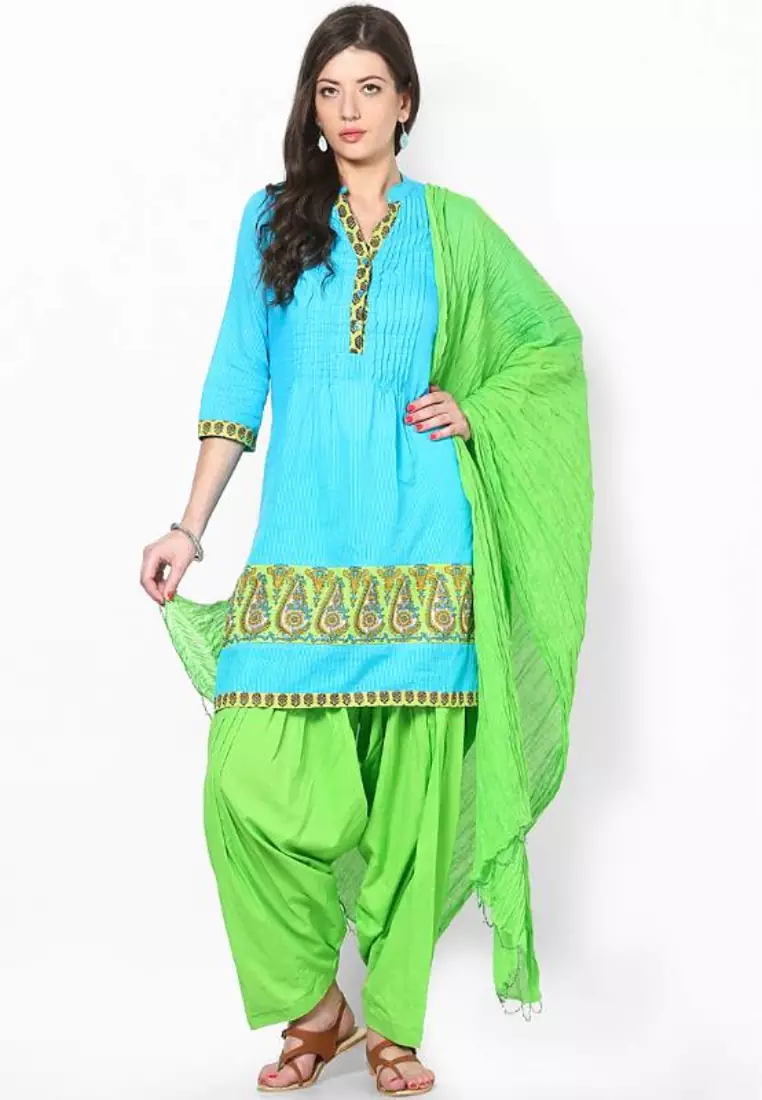 Parrot Green Solid Patiala Salwar With Dupatta - PAT3