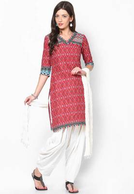 Off White Solid Patiala Salwar With Dupatta - PAT6 1