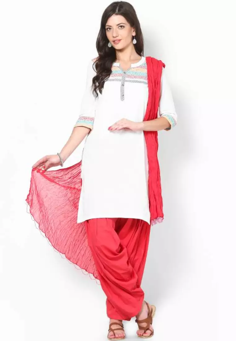 Red Solid Patiala Salwar With Dupatta - PAT7