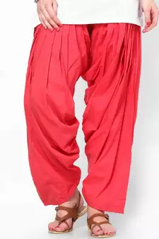 Red Solid Patiala Salwar With Dupatta - PAT7