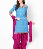 Dark Pink Solid Patiala Salwar With Dupatta. 