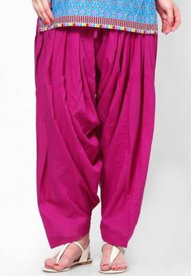 Dark Pink Solid Patiala Salwar With Dupatta.  2
