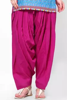 Dark Pink Solid Patiala Salwar With Dupatta. 