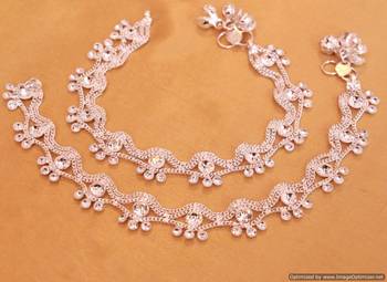 Silver Plated Zircon Studded Anklets 1