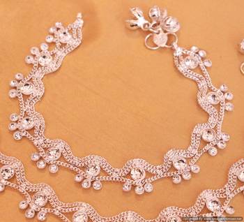 Silver Plated Zircon Studded Anklets 2