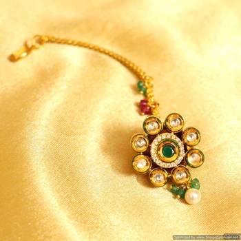 Multicolour Kundan & Meenakari Bridal Maang Tikka 1