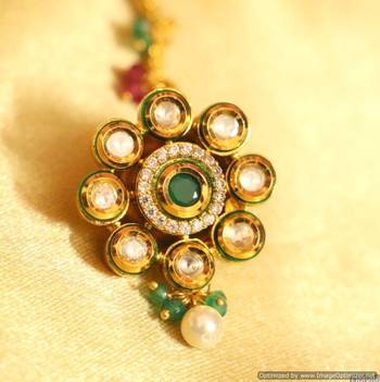 Multicolour Kundan & Meenakari Bridal Maang Tikka 2