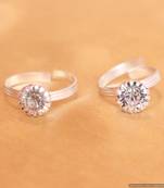 Single Stone Zircon Studded Adjustable Toe Ring