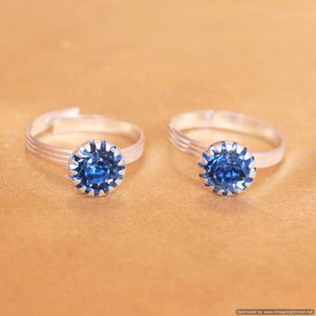 Blue Zircon Studded Adjustable Toe Ring 1