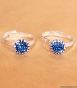Blue Zircon Studded Adjustable Toe Ring