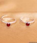 Red Zircon Studded Single Stone Adjustable Toe Ring