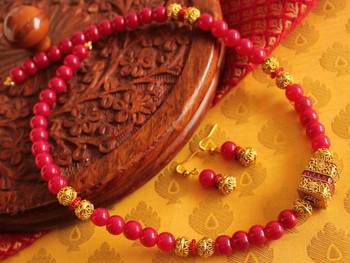 Awesome Handmade Red Beads Ruby Necklace Set 1