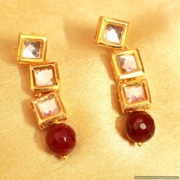 Red Onyx Kundan Single Line Necklace Set 2