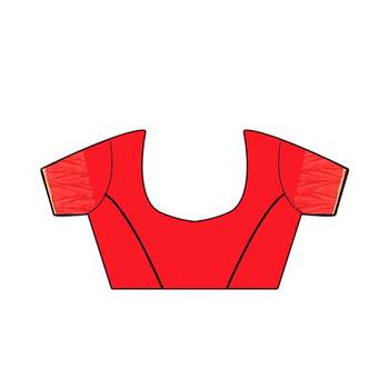 Red Woven Georgette Saree With Blouse 4