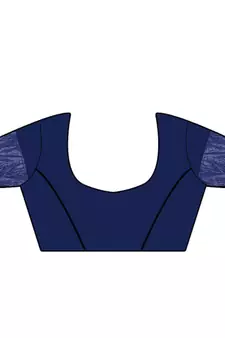 Navy Blue Woven Georgette Saree With Blouse