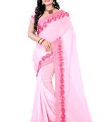 Light Baby Pink Woven Georgette Saree With Blouse