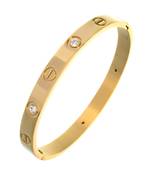 Funky Gold Stainless Steel Screw Design and Diamond Bracelet for Men Boys