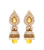 Aashiqui Yellow Brass Fashion Fancy Pearl Jhumki Earrings for Girls Women