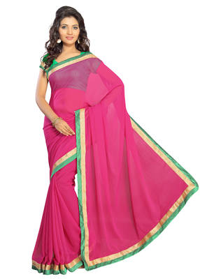 Pink Embroidered Georgette Saree With Blouse 1