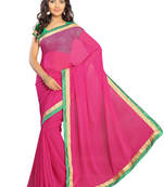 Pink Embroidered Georgette Saree With Blouse