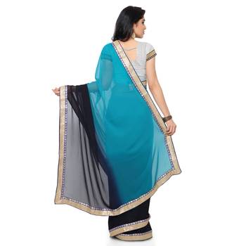 Green Embroidered Chiffon Saree With Blouse 2