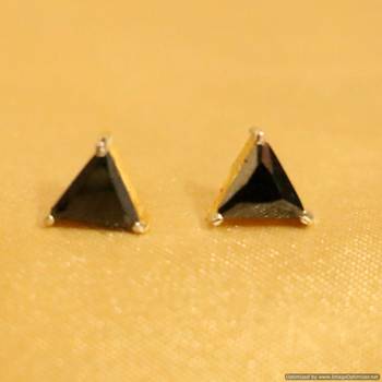 Black Onyx Gold Plated Traingle Shaped Studs 1