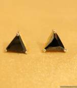 Black Onyx Gold Plated Traingle Shaped Studs