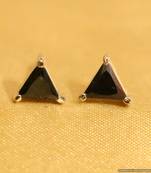 Black Onyx Silver Plated Triangle Shaped Studs