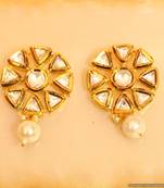 Kundan Meenakari Pearl Studs