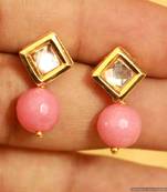 Pink Onyx Kundan Meenakari Studs