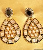 Uncut Kundan Meenakari Black Danglers